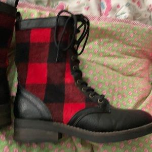 Buffalo plaid boots